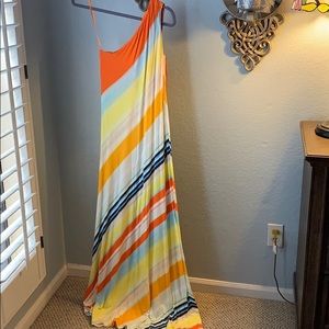 Ted baker orange striped maxi dress